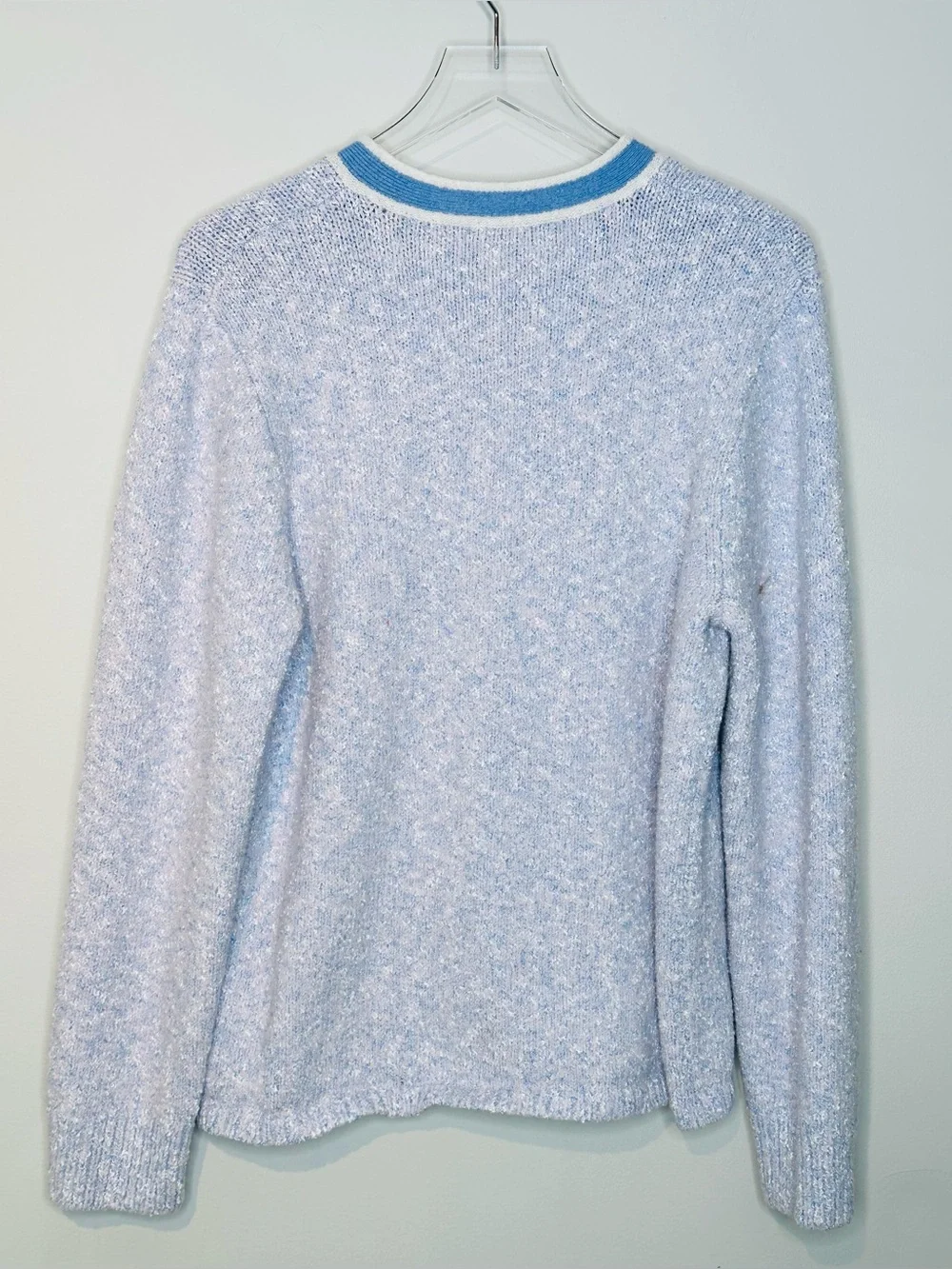 J. Crew Marled Lilac Blue Seascape White Knit Sweater Lady Jacket